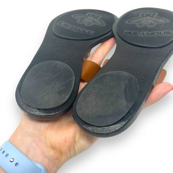 Gucci GG Marmont Thong Flat Leather Sandals Black Cognac Brown 36.5 Women’s - Picture 13 of 14